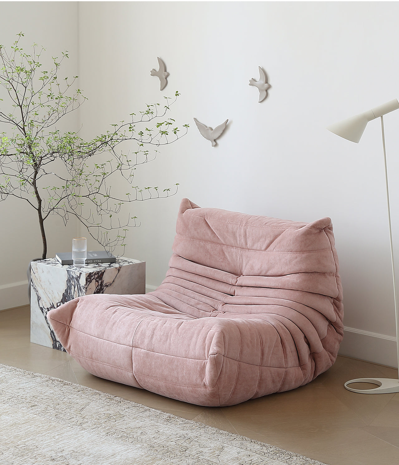 Girly pink single leisure chair minimalist designer modern minimalist ins style caterpillar lazy sofa