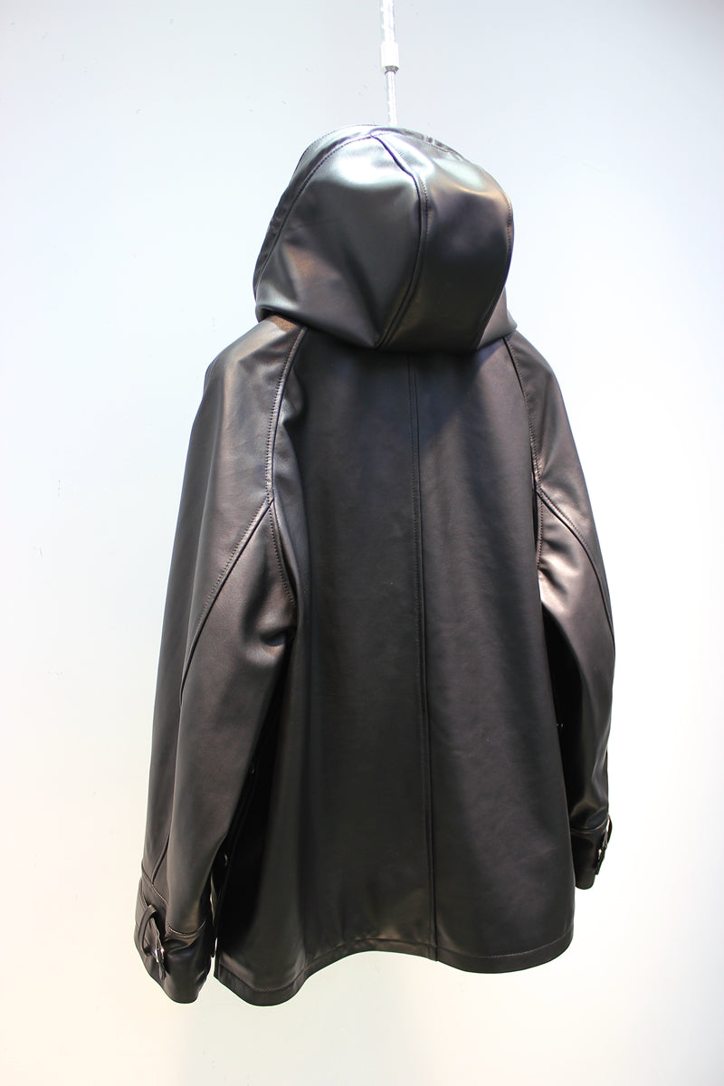 Loose and stylish hooded sheepskin leather jacket