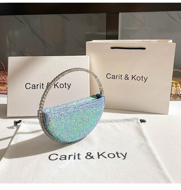 Stylish blue love bag rhinestone handbag
