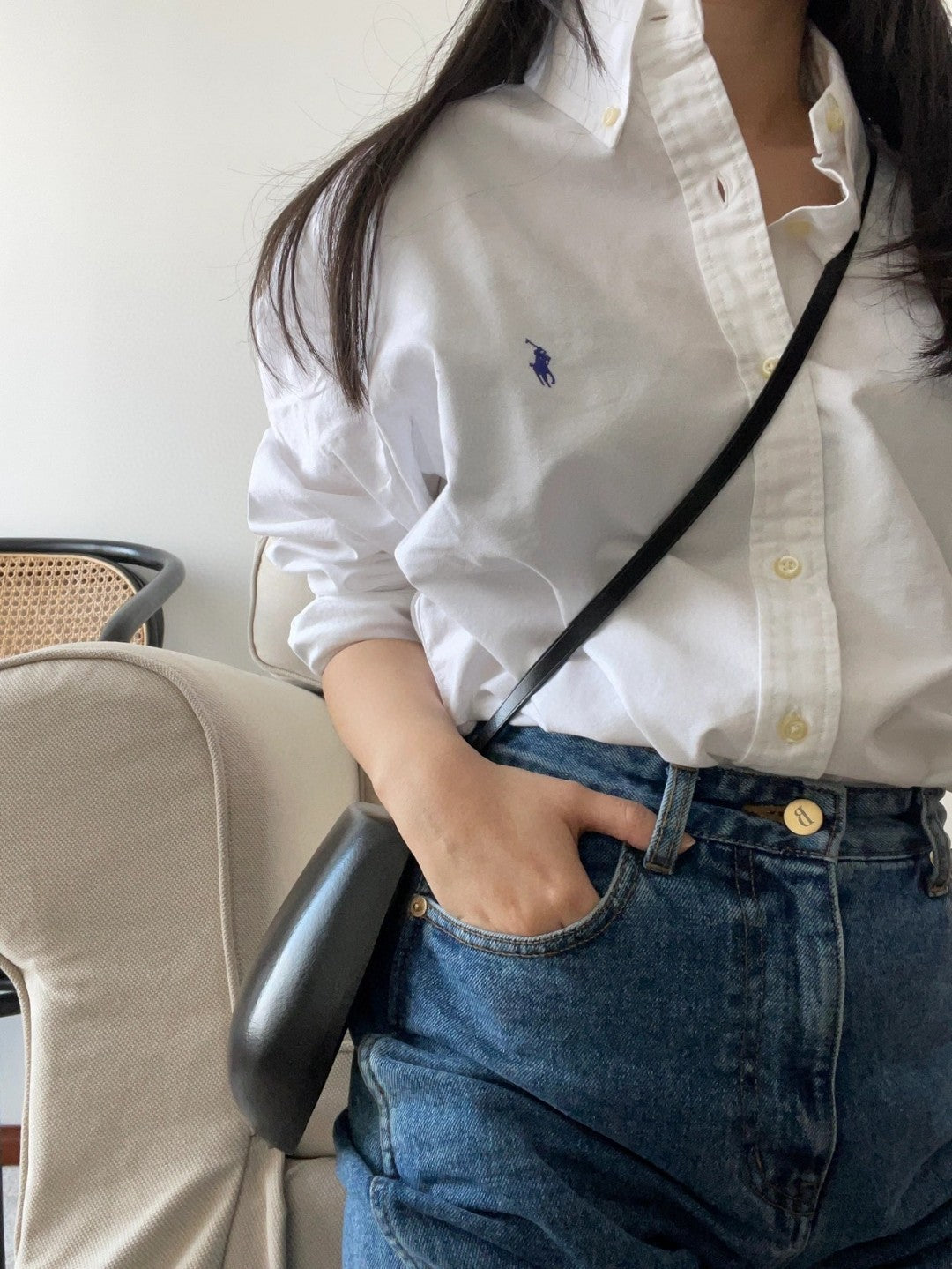 Embroidered cotton and linen shirt