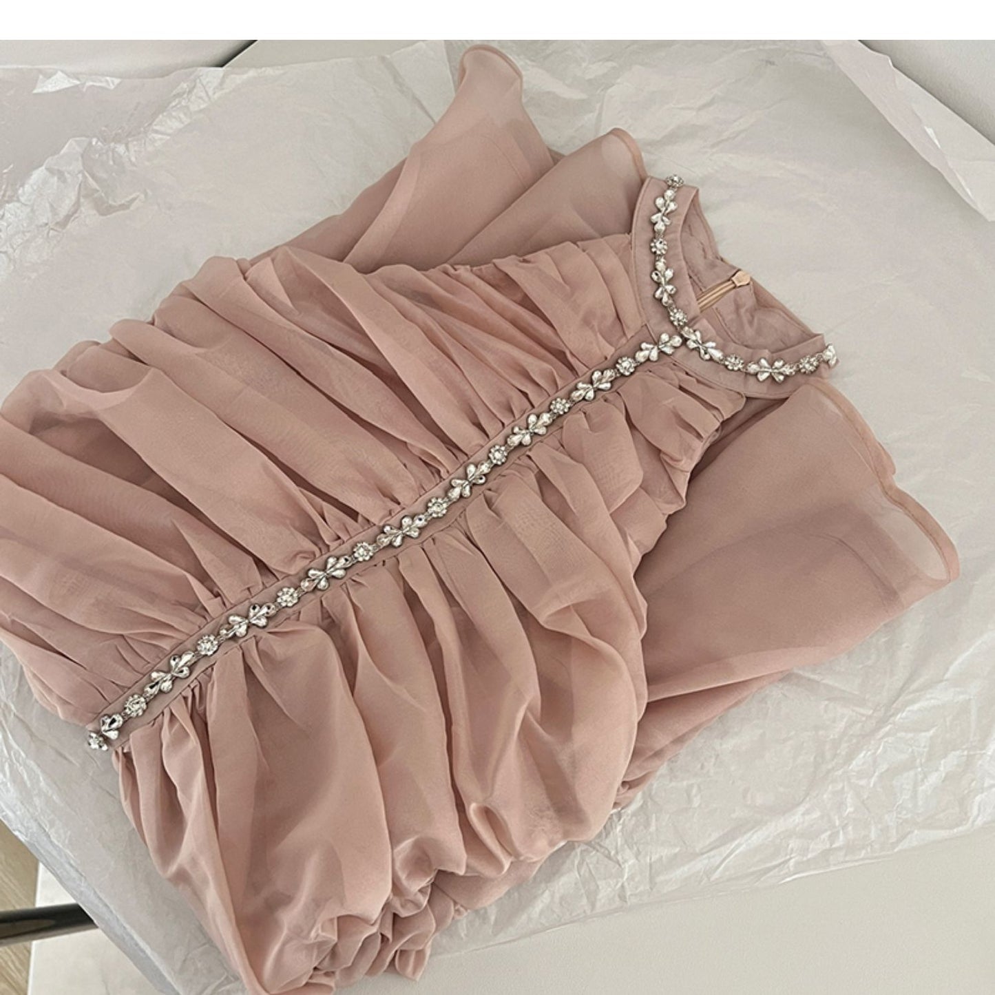 Chiffon design pleated waist slimming skirt