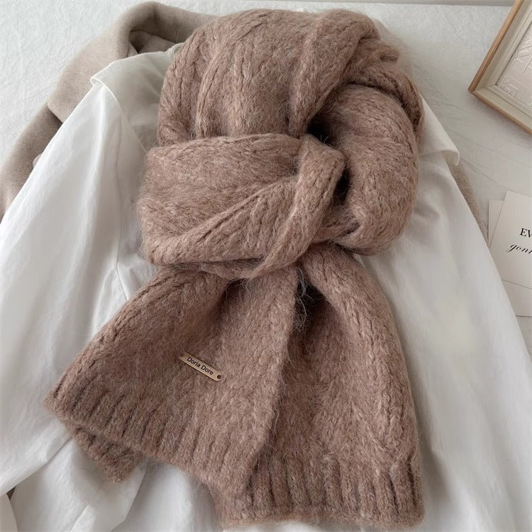 Wool blend knitted scarf
