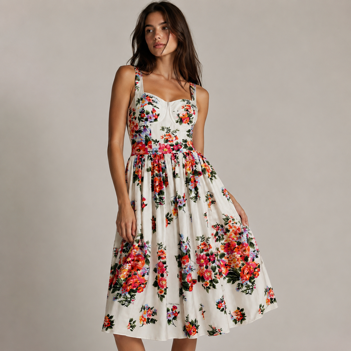 FLORAL PRINT MIDI DRESS