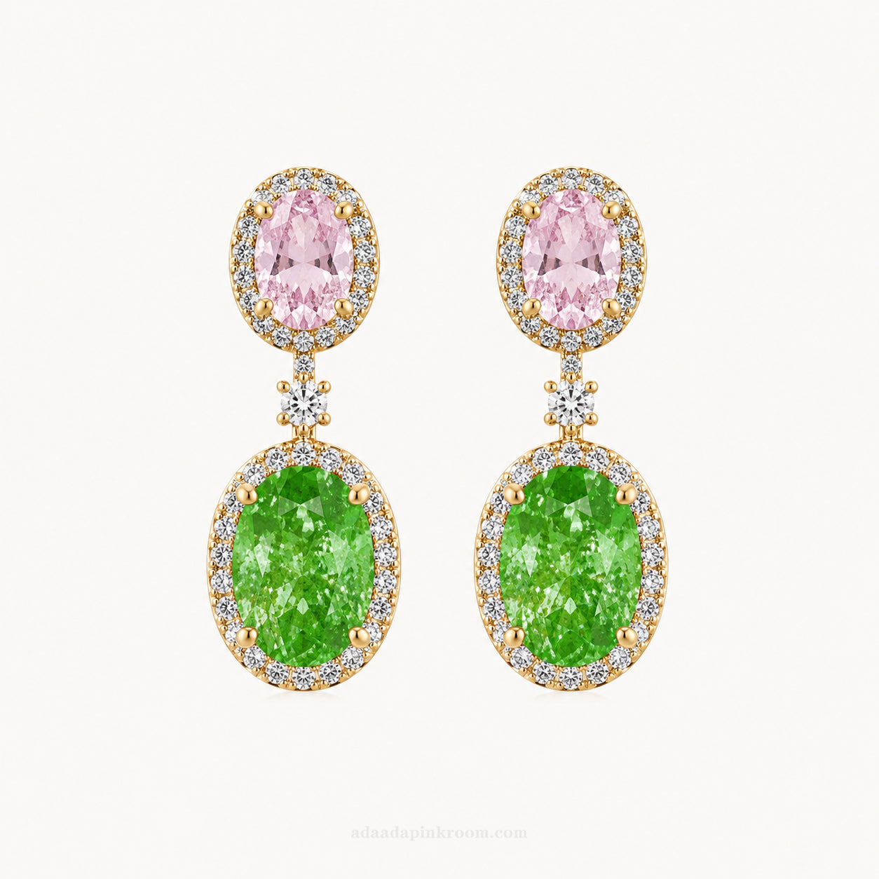 Pink & Green Crystal Earrings