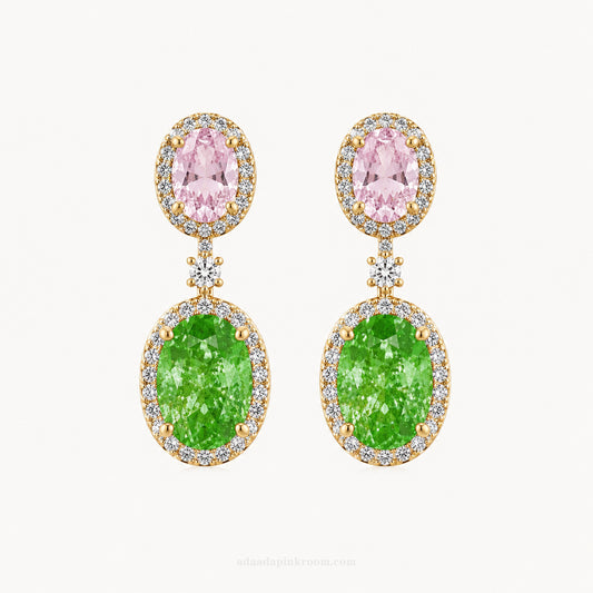 Pink & Green Crystal Earrings