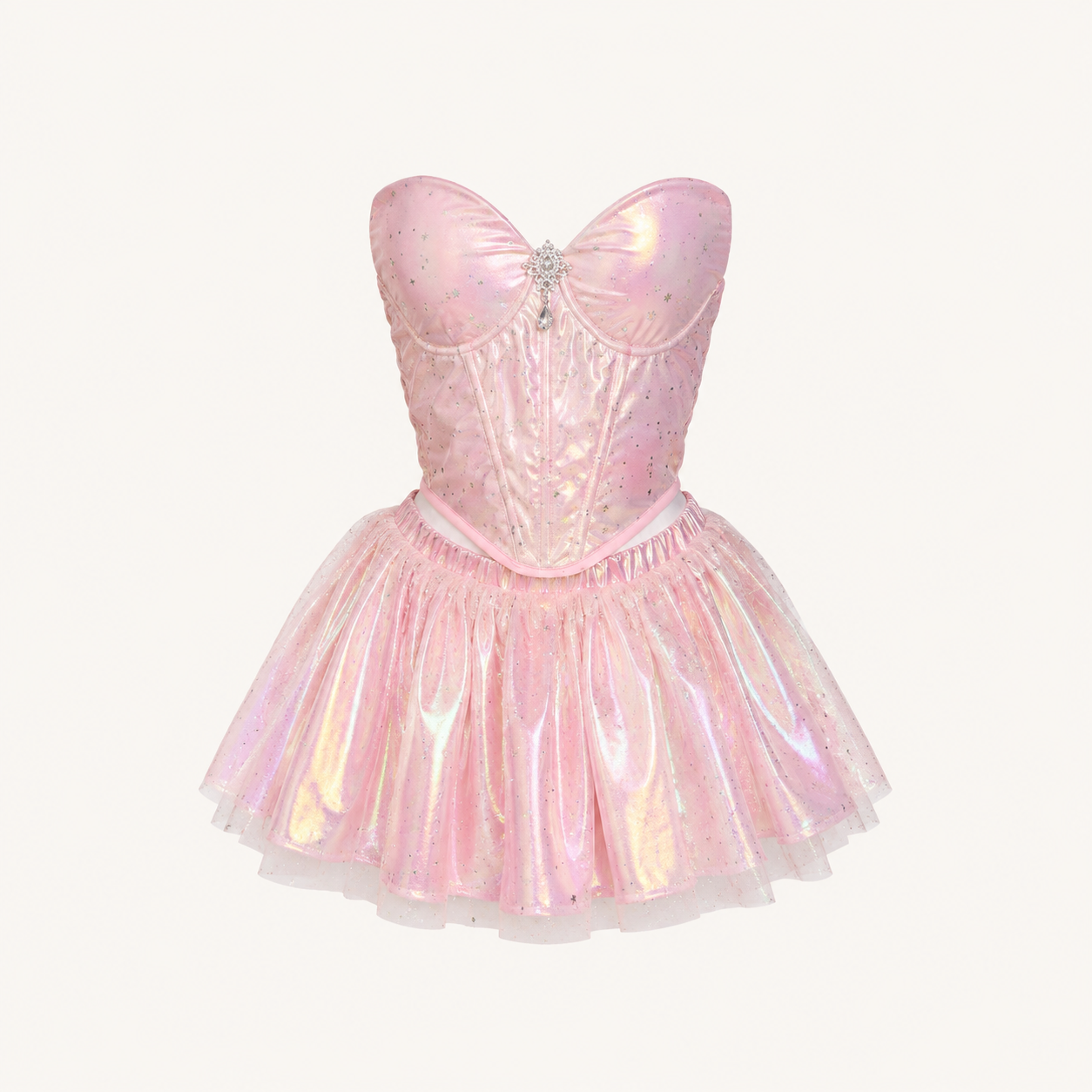 Iridescent Tulle Corset Mini Dress
