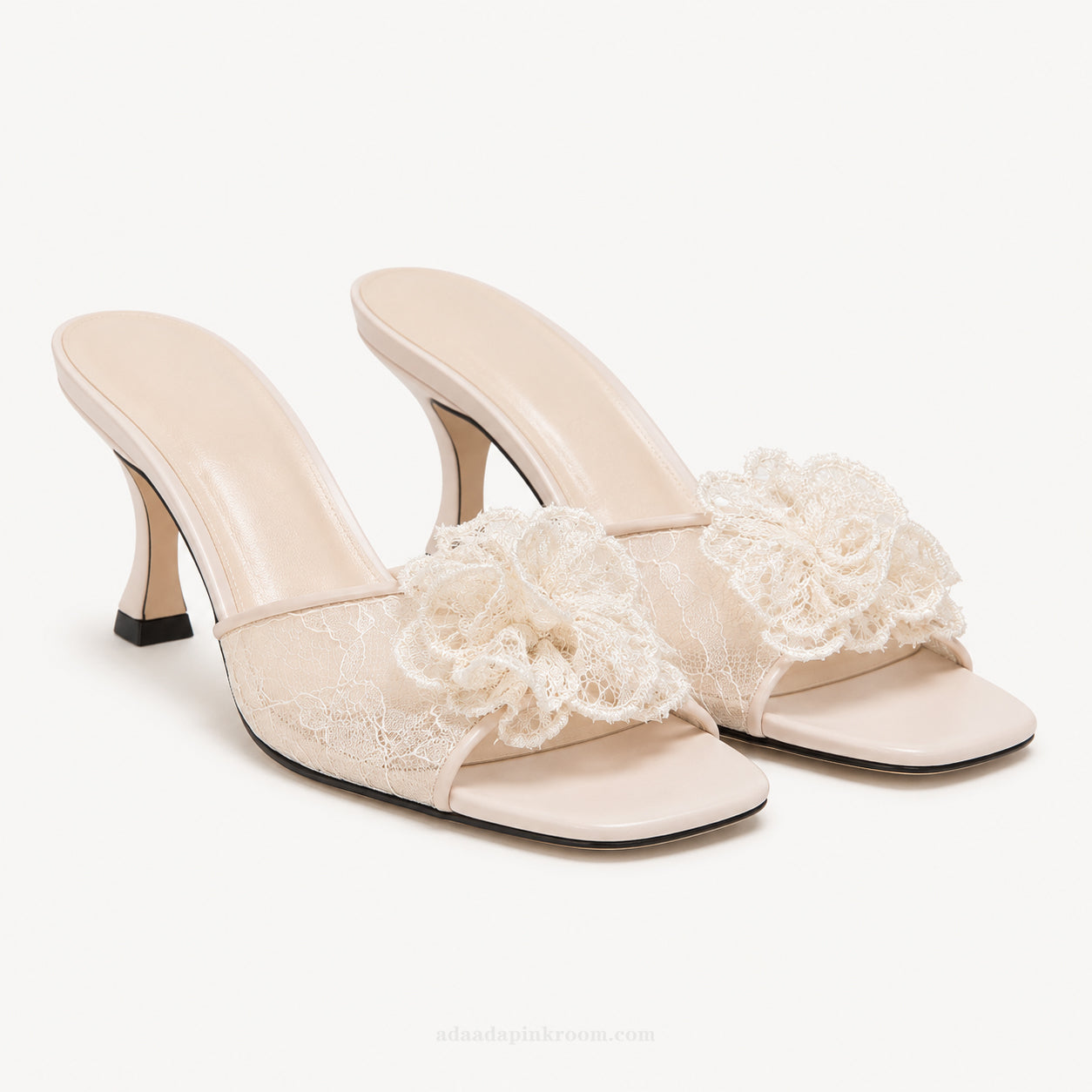 Lace Pointed Mule Heels