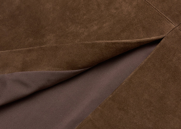 Matte shearling suede blazer/double skirt