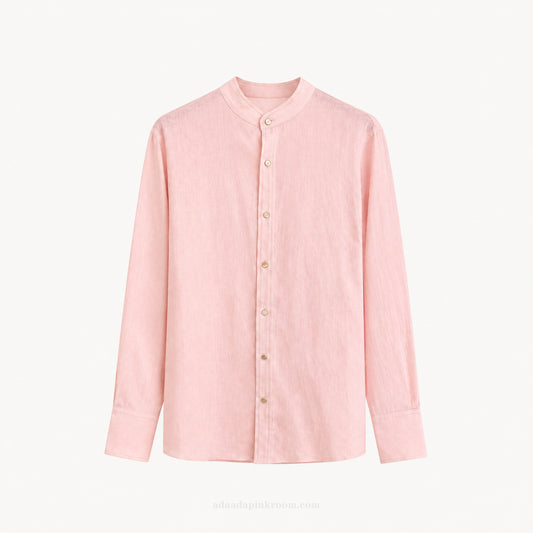 Soft Pink Collarless Button Shirt