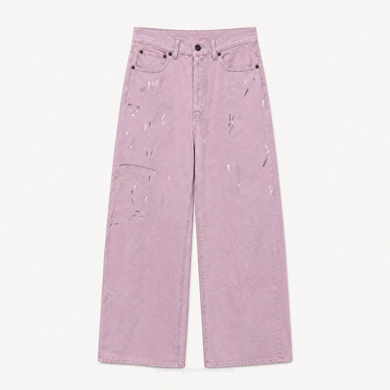 Paint Detail Wide-Leg Jeans