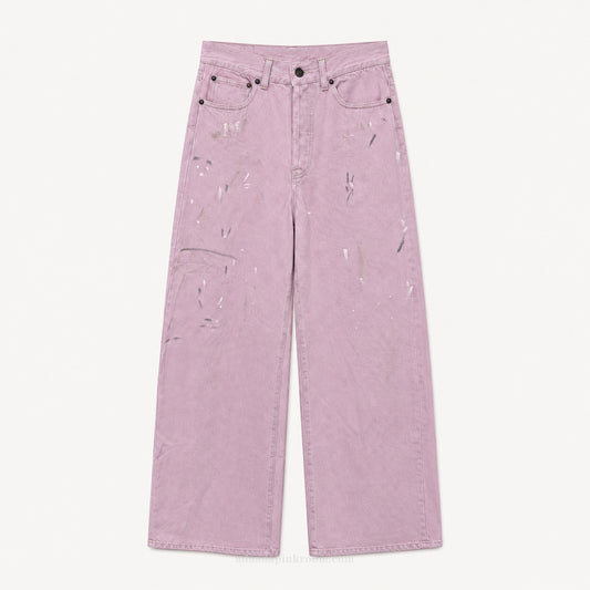 Paint Detail Wide-Leg Jeans