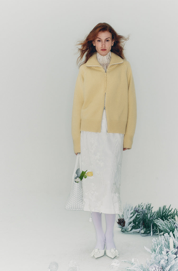 Christmas limited flow heart yellow/smart gray CHILL large lapel knitted