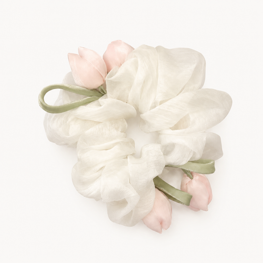 SWEET DREAMS BLOSSOM SCRUNCHIE IN BLUSH TULIP