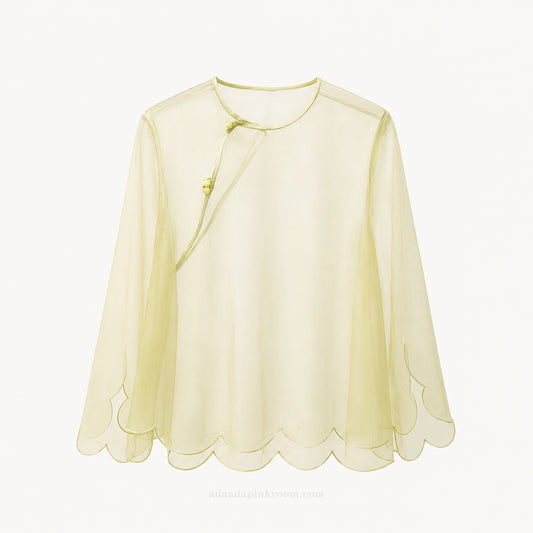 SHEER SCALLOPED ORGANZA TOP
