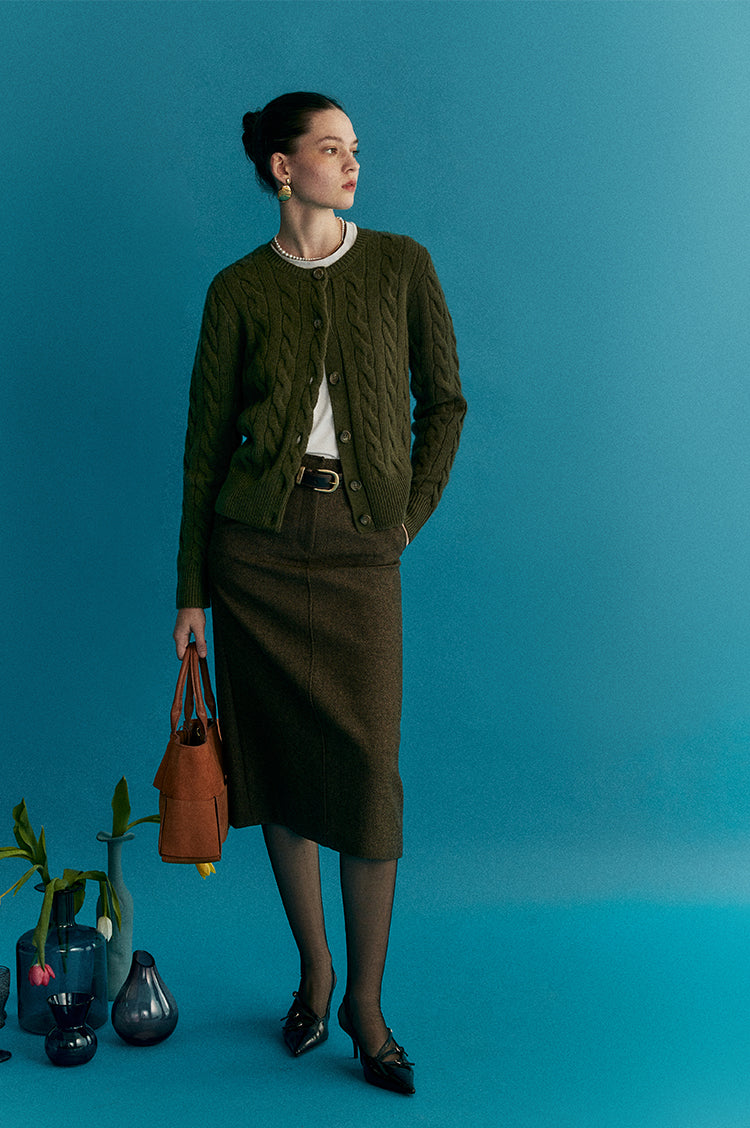 Vintage cable knit wool and cashmere