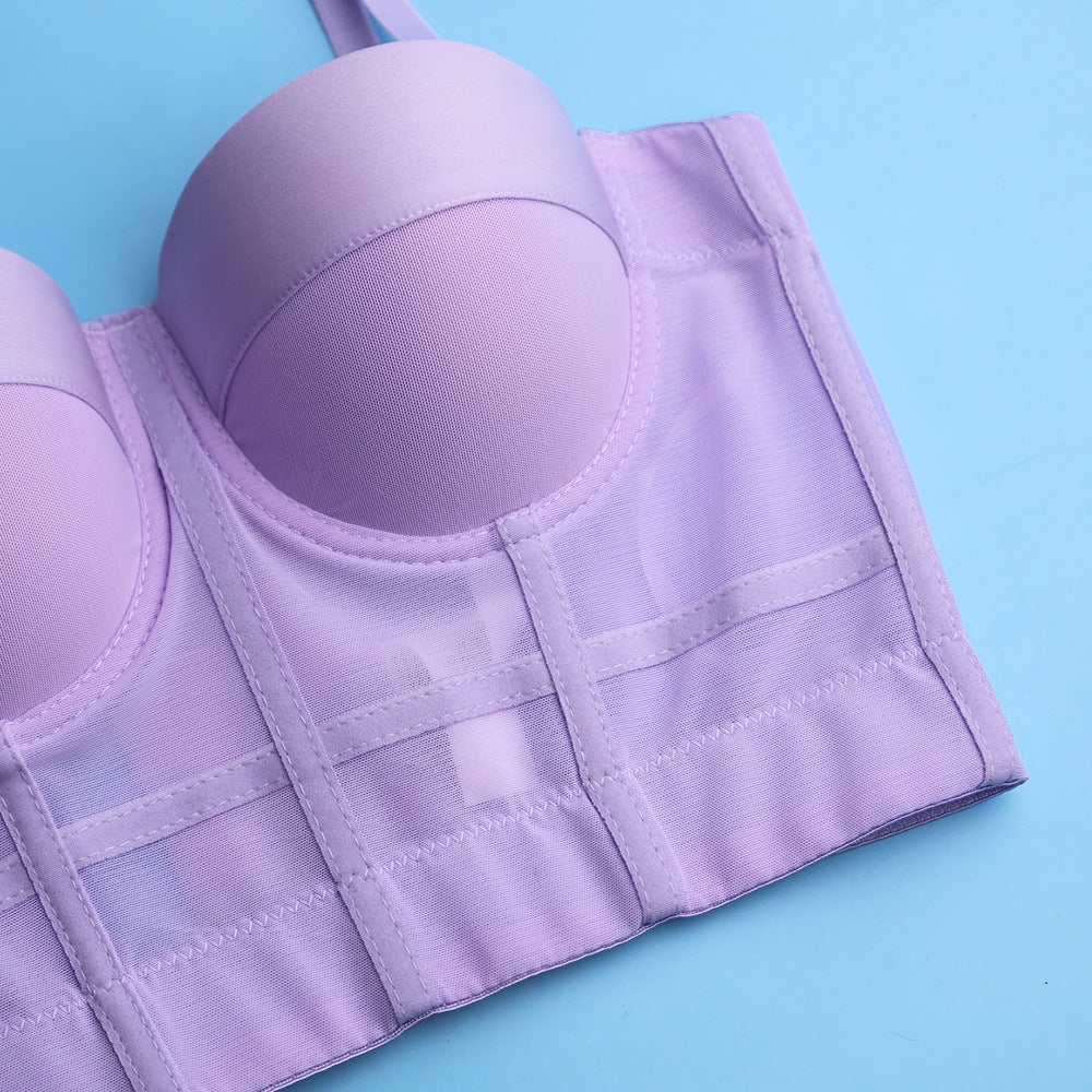High-end purple push-up plastic back bra