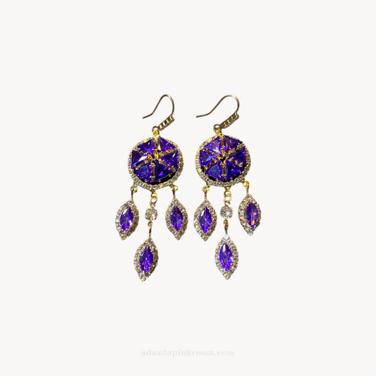 Purple Crystal Drop Earrings