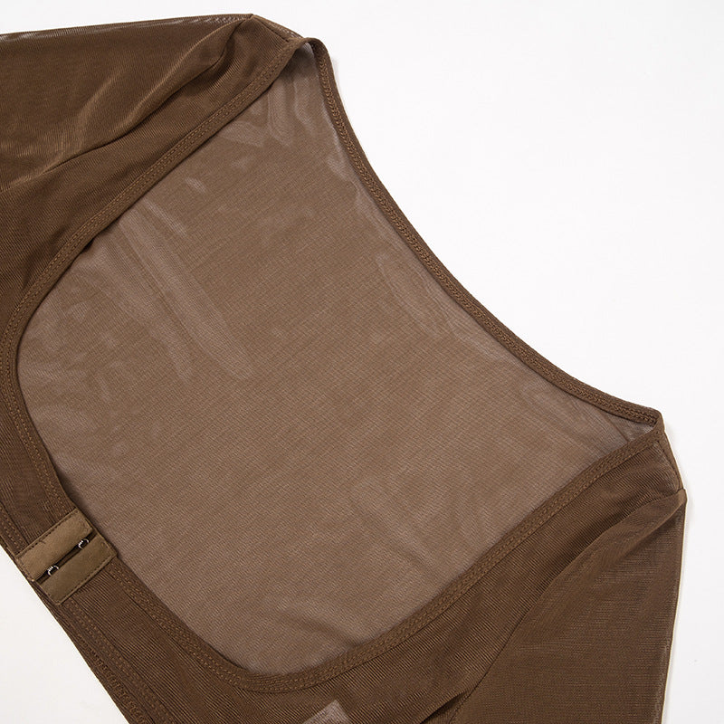 American style herringbone mesh long sleeves