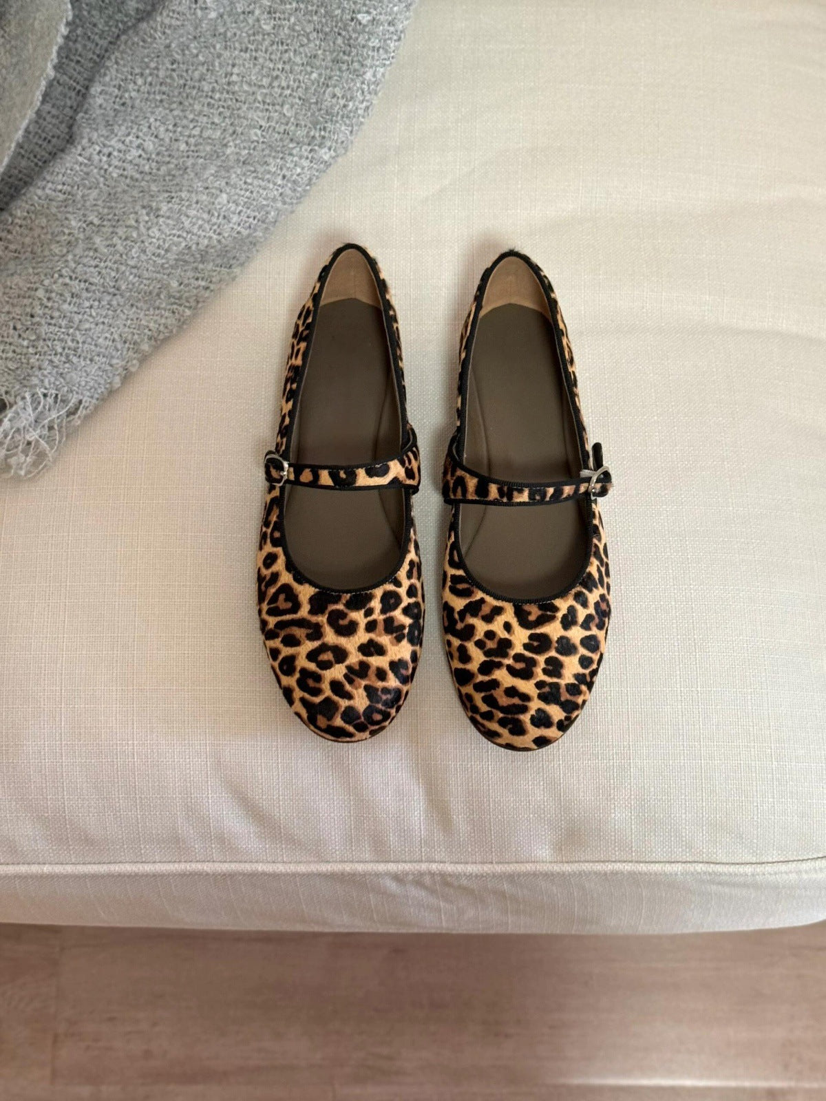Lambskin Leather Leopard Mary Jane Shoes