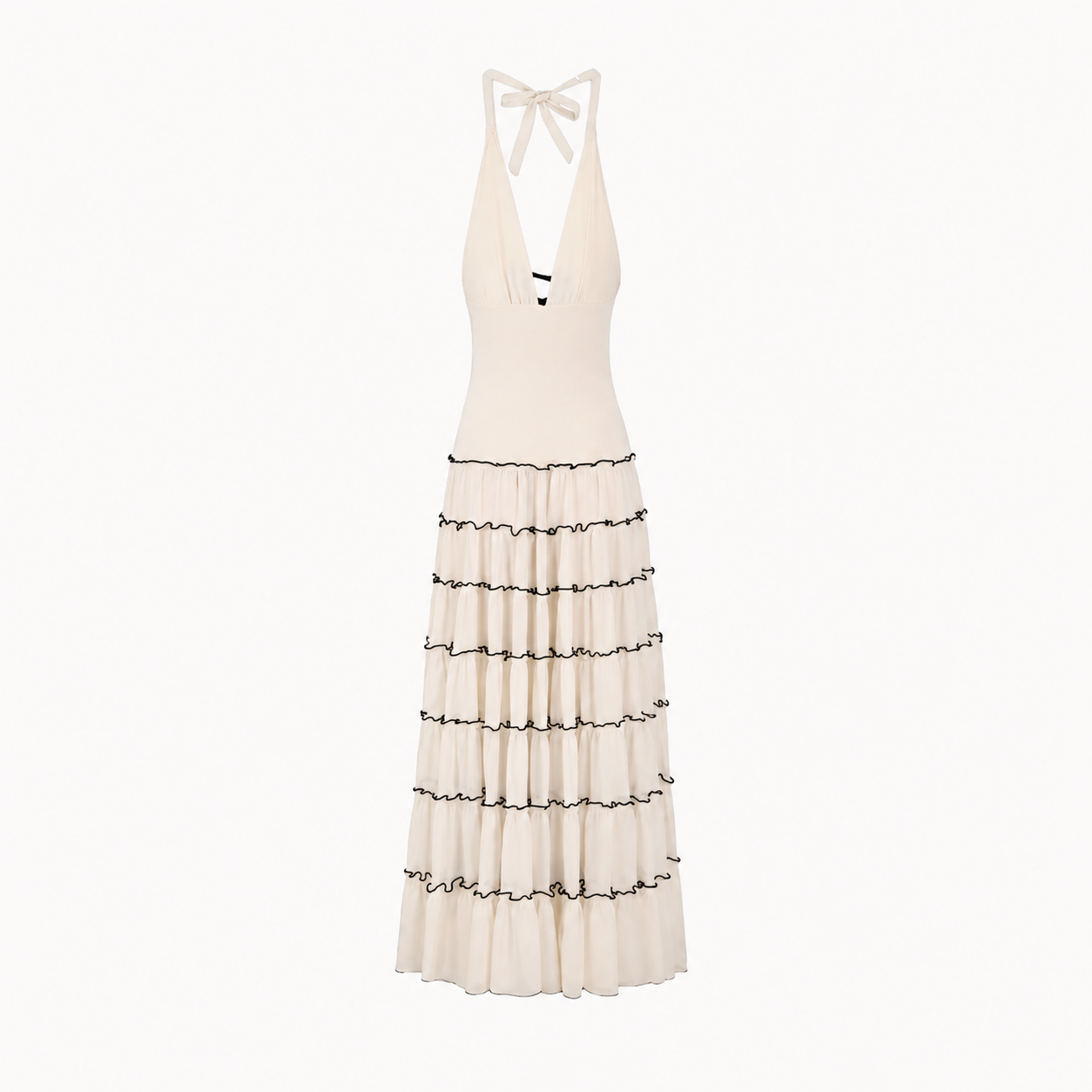 RUFFLE HALTER MAXI DRESS