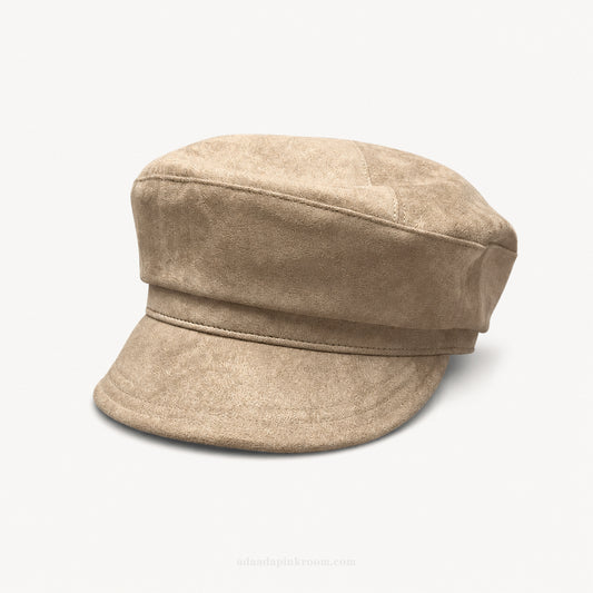 Suede-Effect Baker Boy Cap