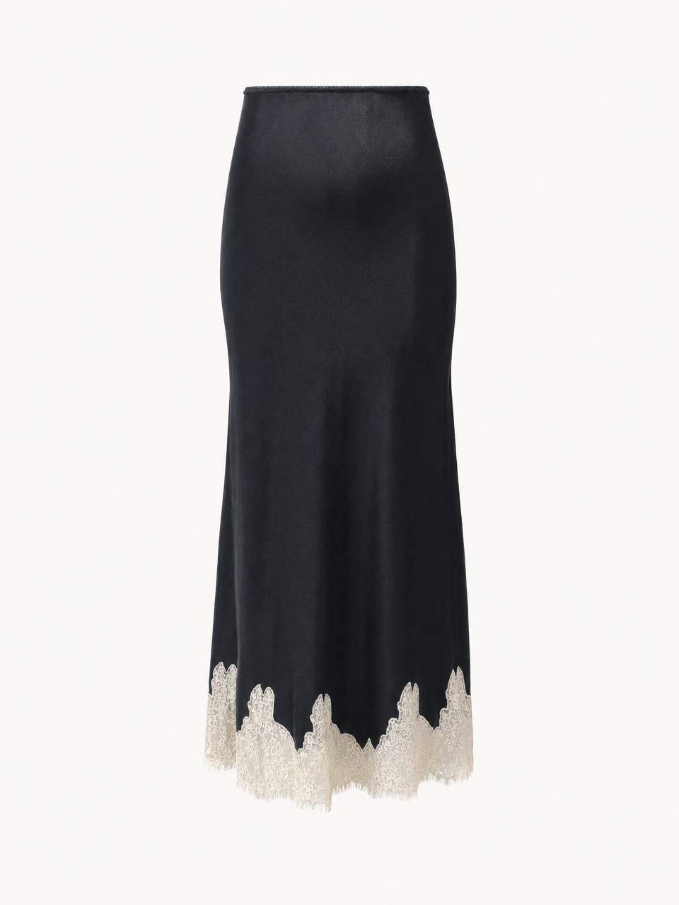 Camellia Silk Lace-Trim Midi Skirt - Forest Green