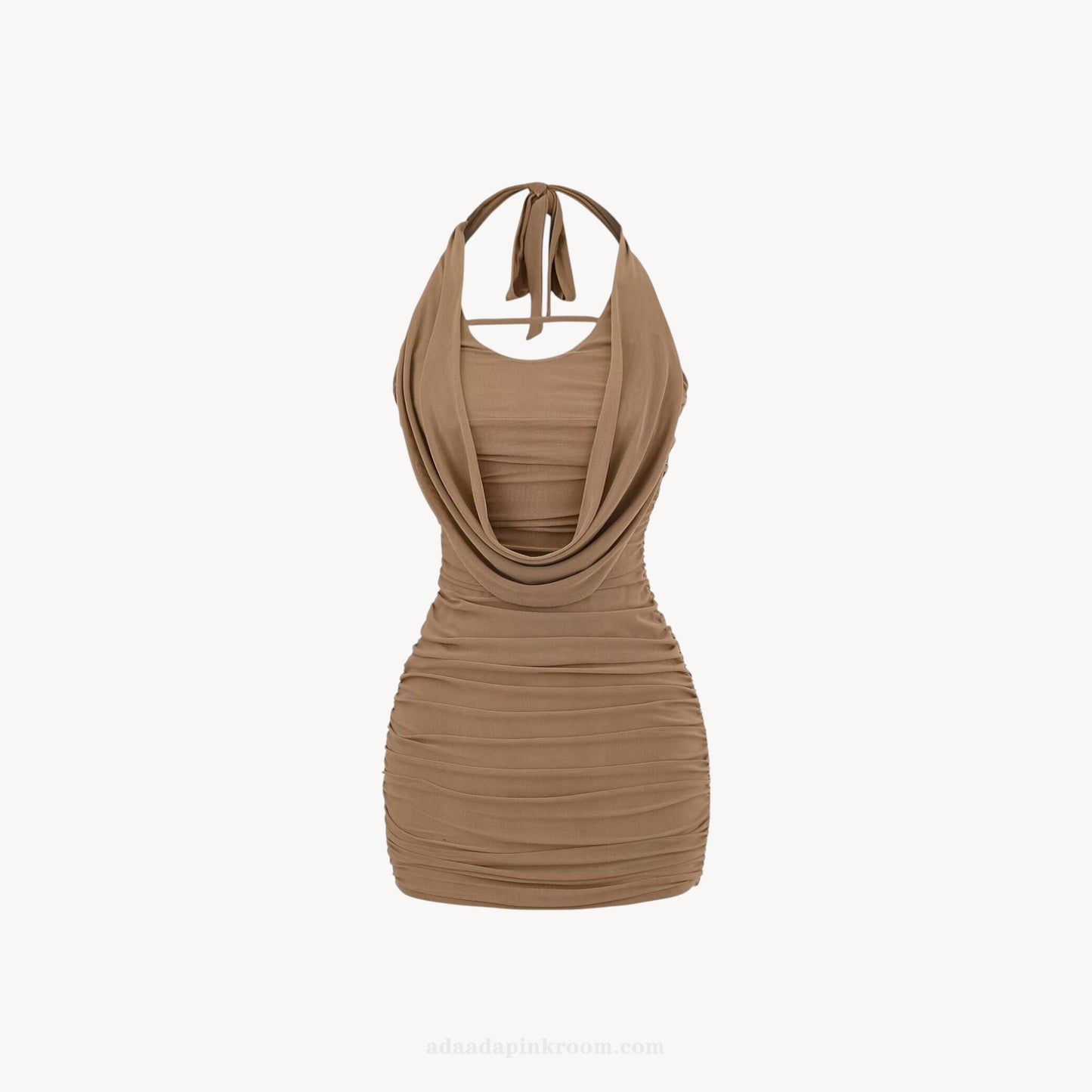 DRAPED HALTER MINI DRESS