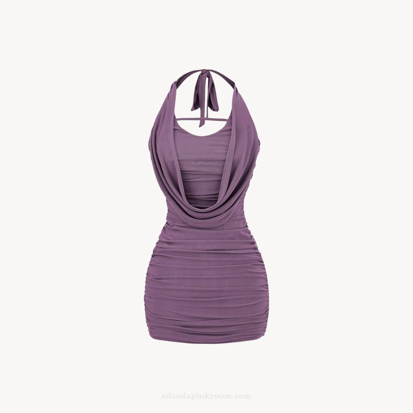 DRAPED HALTER MINI DRESS