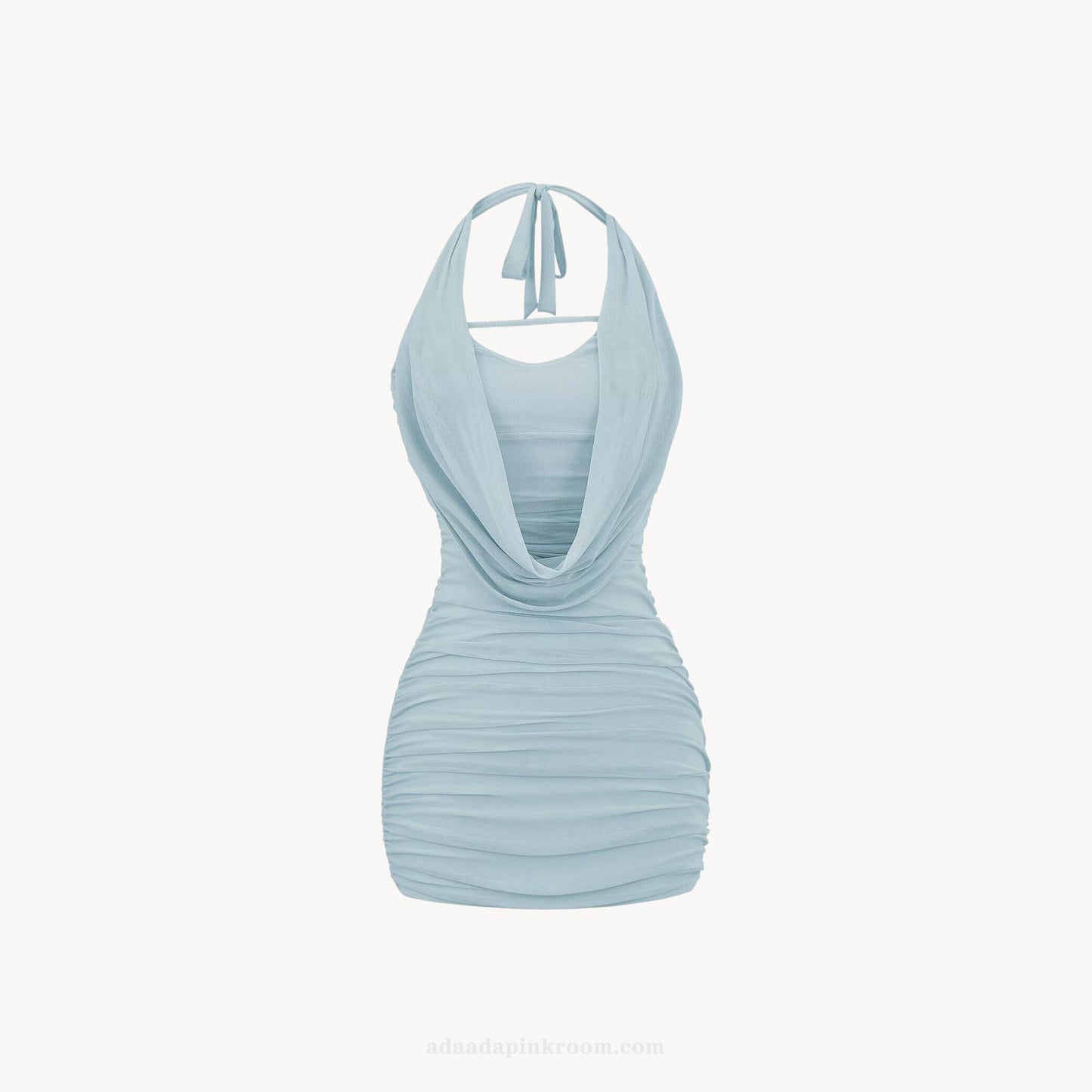 DRAPED HALTER MINI DRESS