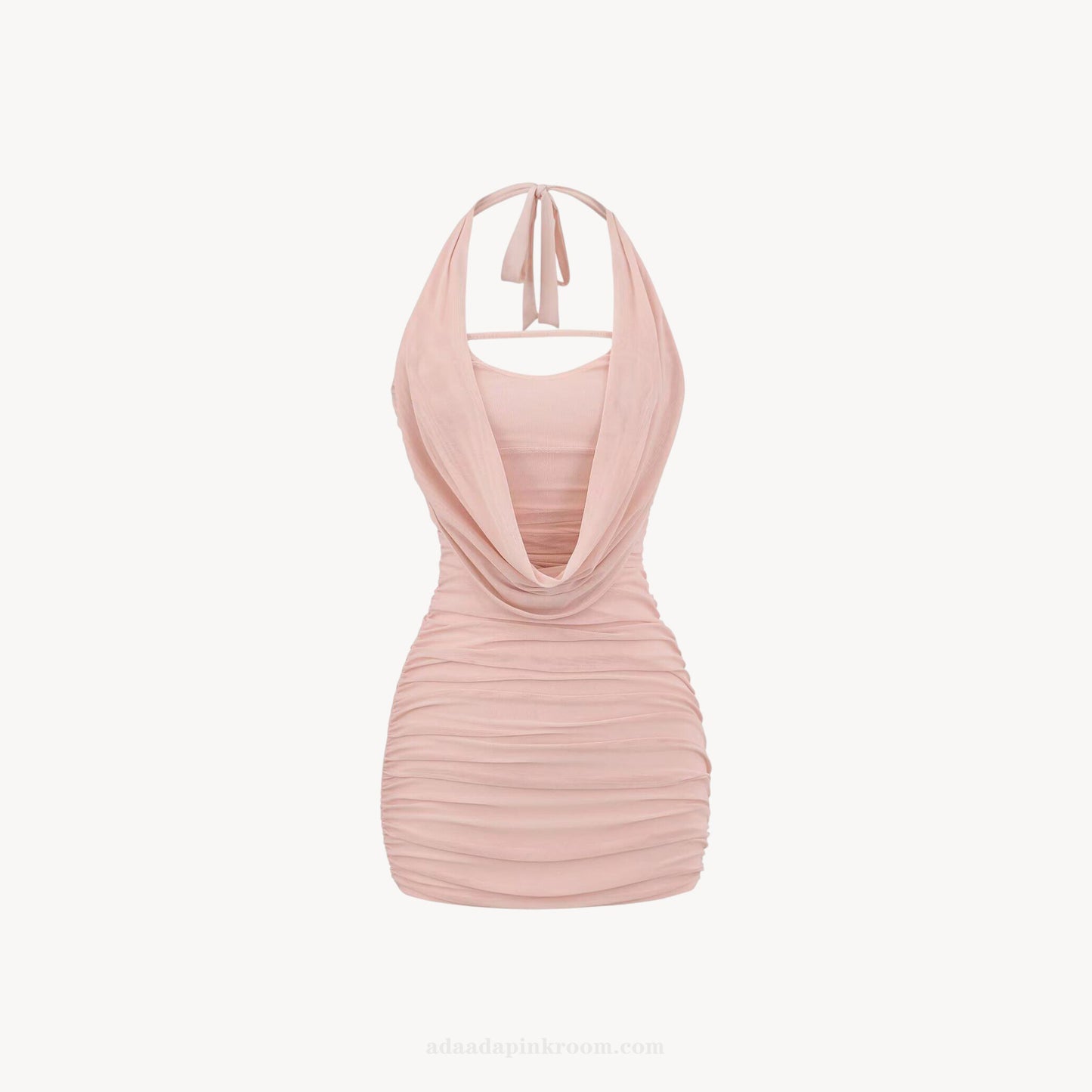 DRAPED HALTER MINI DRESS
