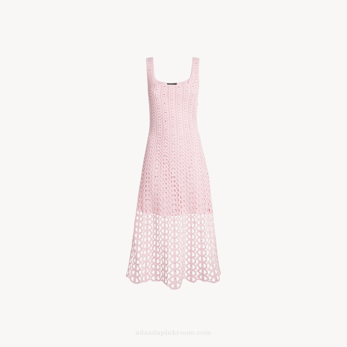 Pink Openwork Midi Dress