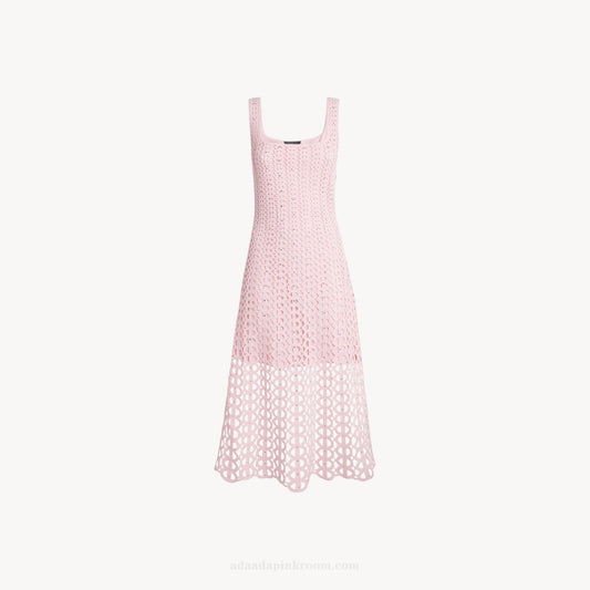 Pink Openwork Midi Dress