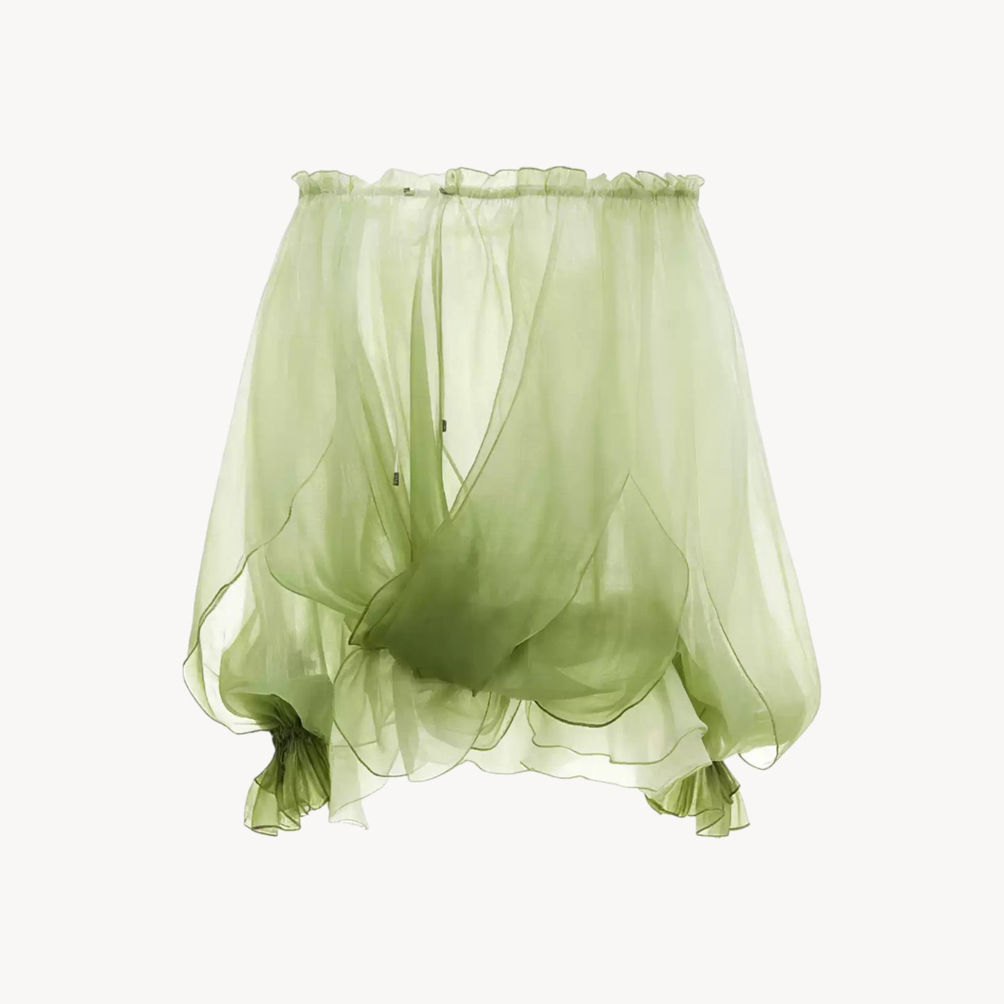 SHEER RUFFLE OFF-SHOULDER TOP