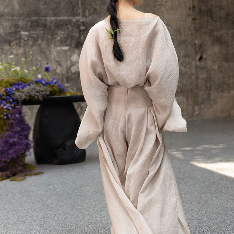 Dune Wide-Sleeve Top and Wide-Leg Trousers Set