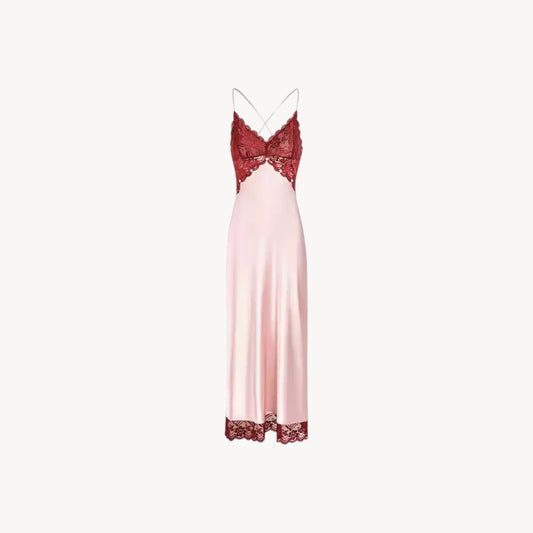 LACE TRIM SLIP MIDI DRESS