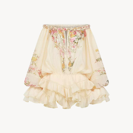 FLORAL RUFFLE OFF-SHOULDER TOP