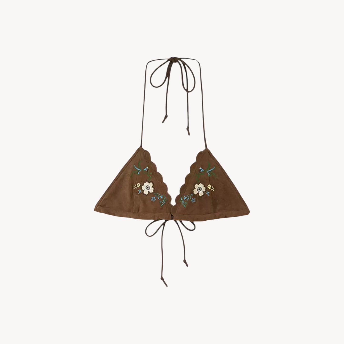 EMBROIDERED TRIANGLE HALTER TOP