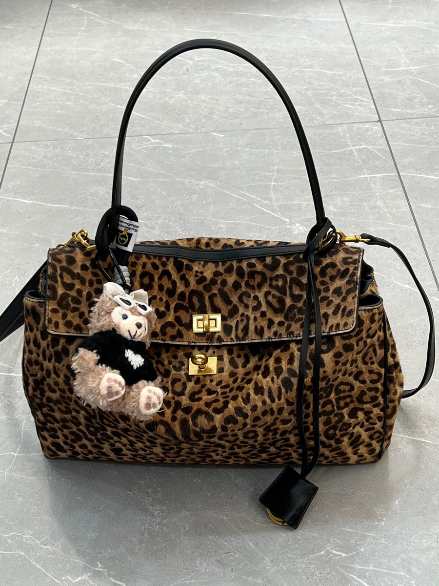 Suede stitching layered leather Kelly bag