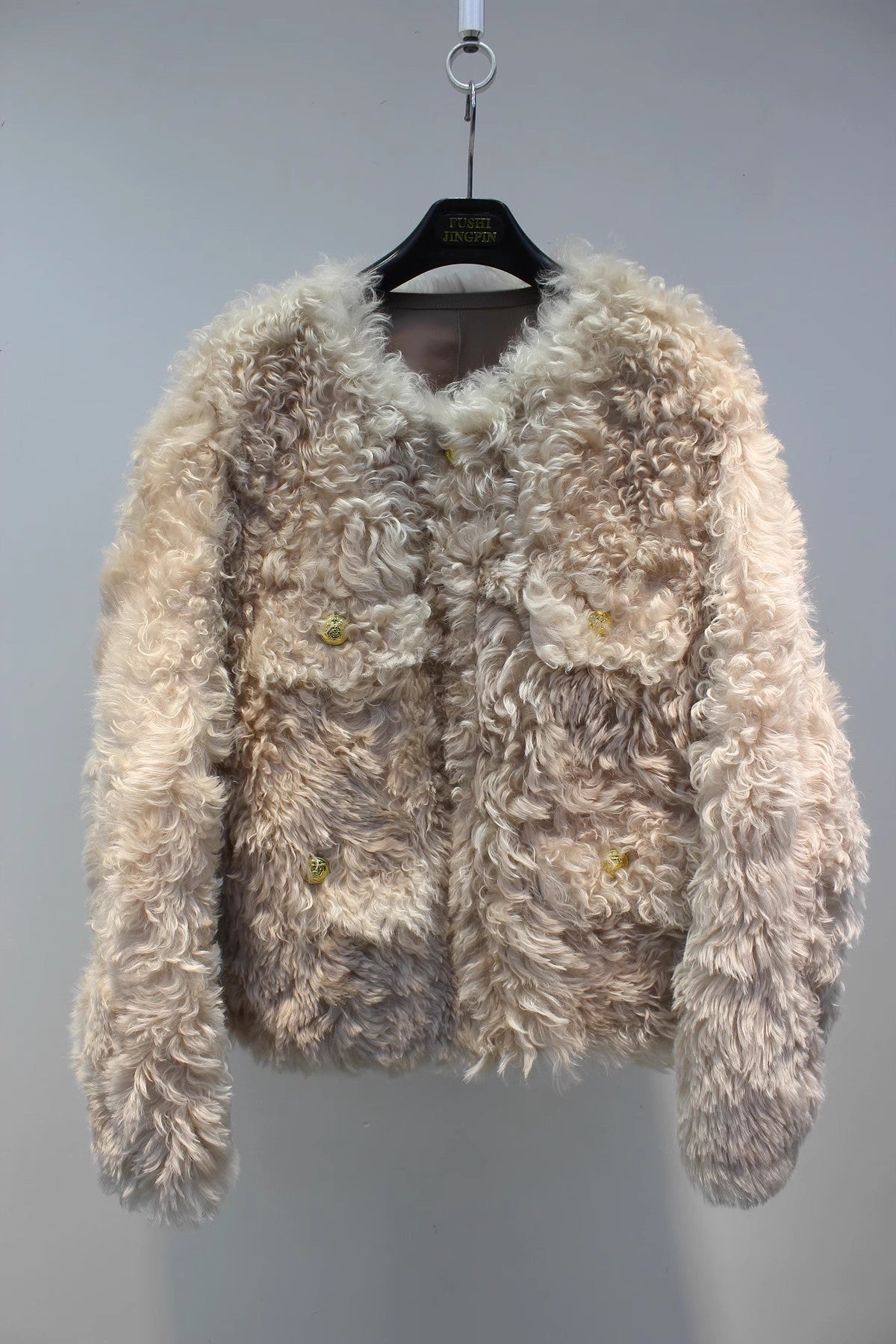 Lmported Mosna sheep fur all-in-one simple and fashionable curly fur coat
