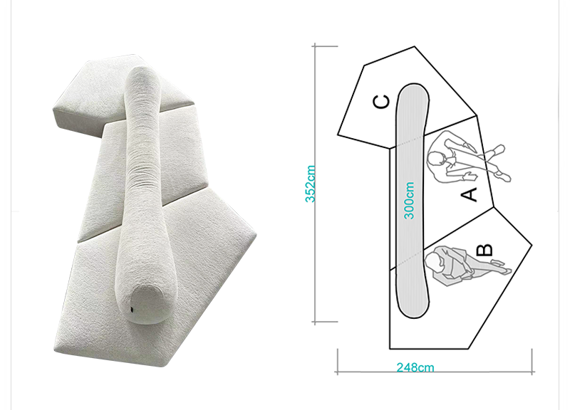 Rock sofa living room sofa Italian minimalist fabric villa module double-sided special-shaped sofa