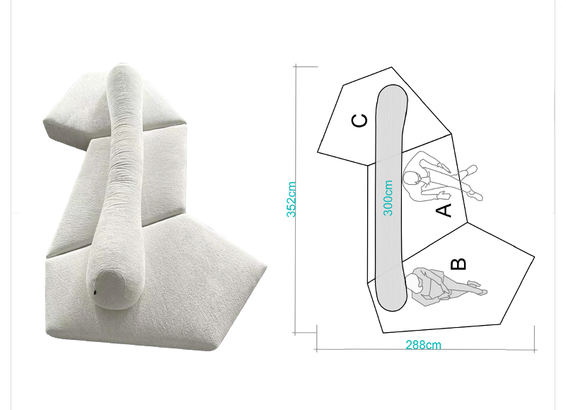 Rock sofa living room sofa Italian minimalist fabric villa module double-sided special-shaped sofa