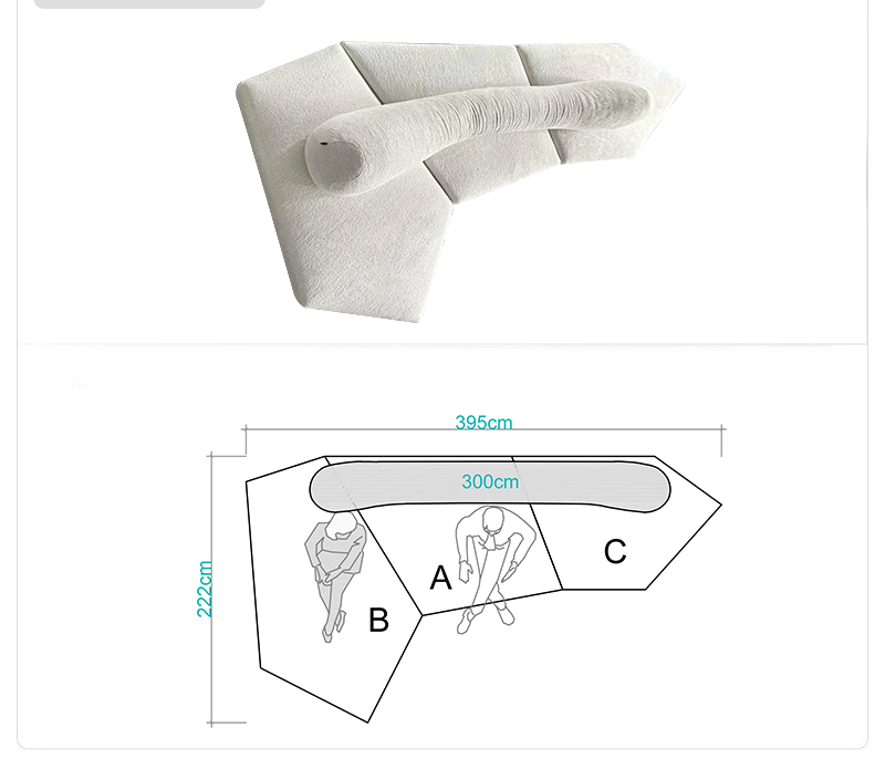 Rock sofa living room sofa Italian minimalist fabric villa module double-sided special-shaped sofa