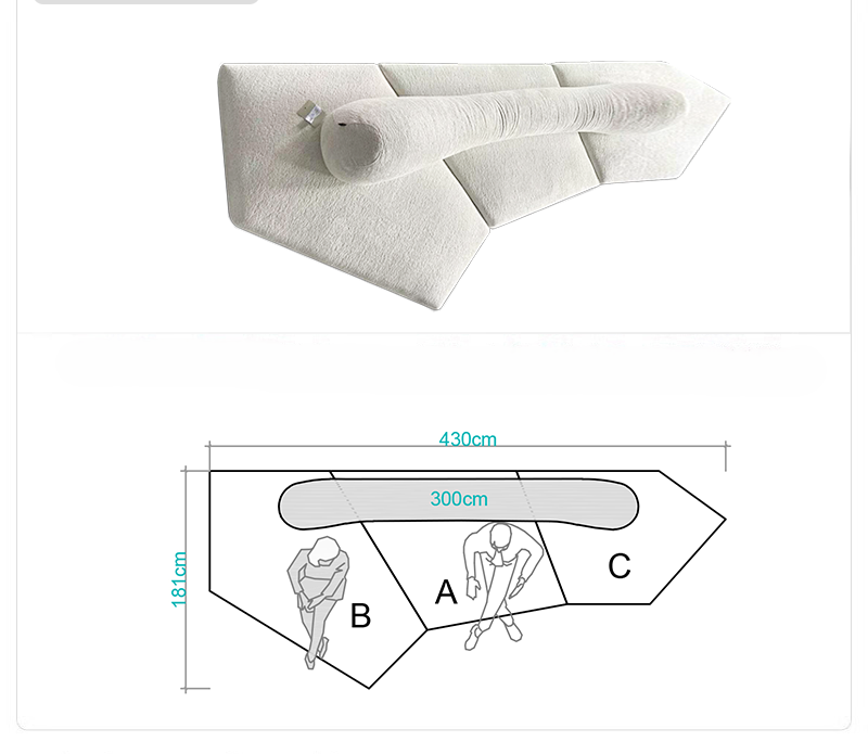 Rock sofa living room sofa Italian minimalist fabric villa module double-sided special-shaped sofa