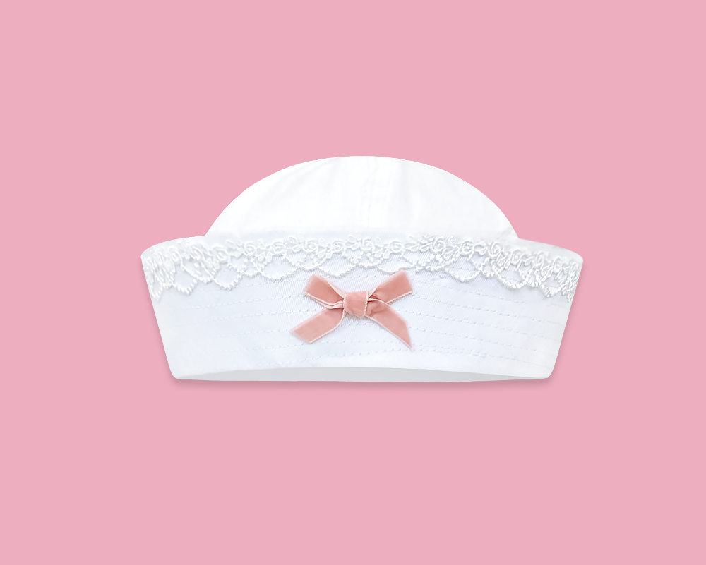 Navy hat sailor hat flip brim bow Korean style sweet nurse hat