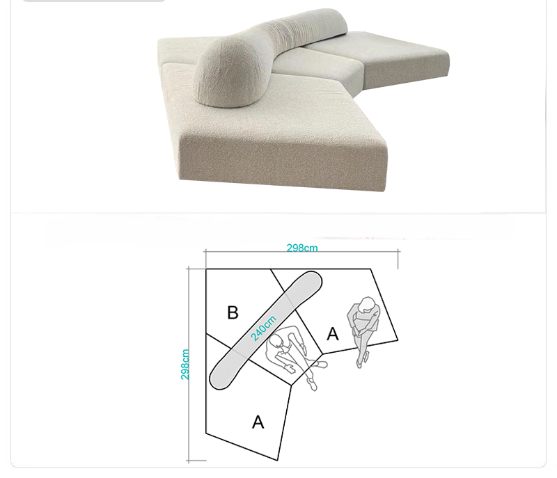 Rock sofa living room sofa Italian minimalist fabric villa module double-sided special-shaped sofa