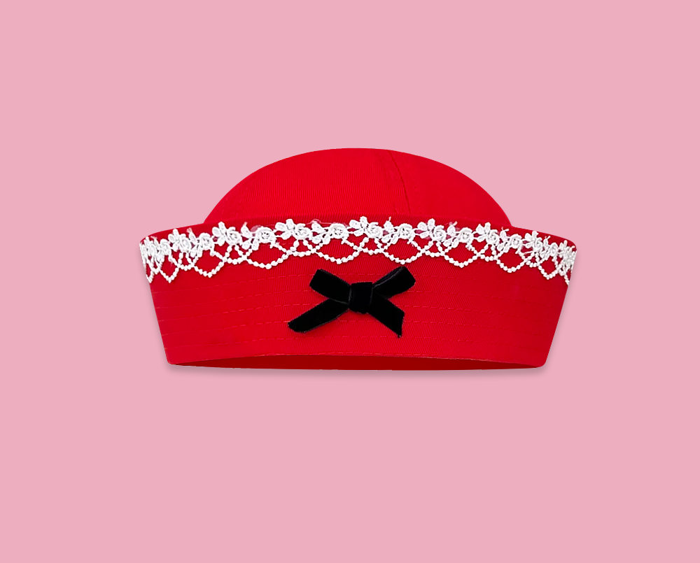 Navy hat sailor hat flip brim bow Korean style sweet nurse hat
