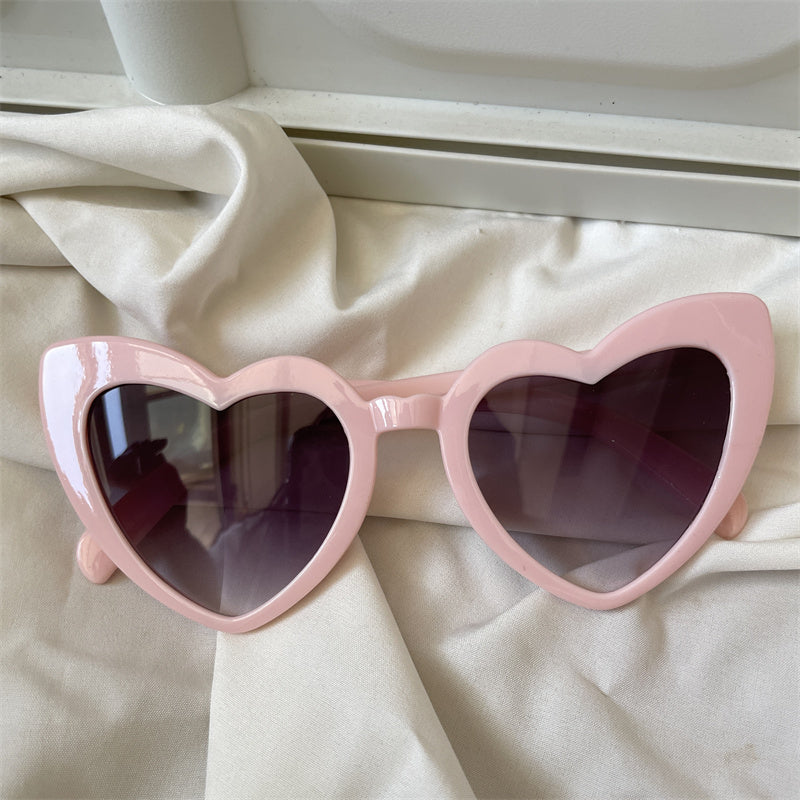 European and American street love pink sunglasses