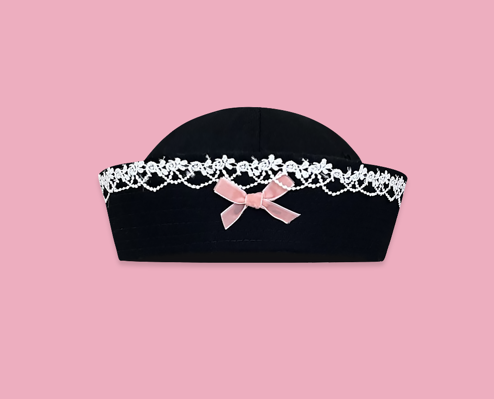 Navy hat sailor hat flip brim bow Korean style sweet nurse hat