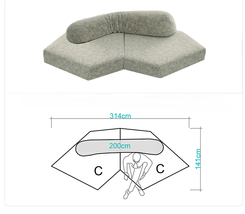 Rock sofa living room sofa Italian minimalist fabric villa module double-sided special-shaped sofa
