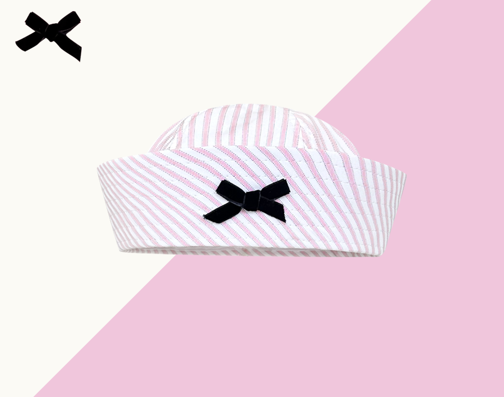 Navy hat sailor hat flip brim bow Korean style sweet nurse hat